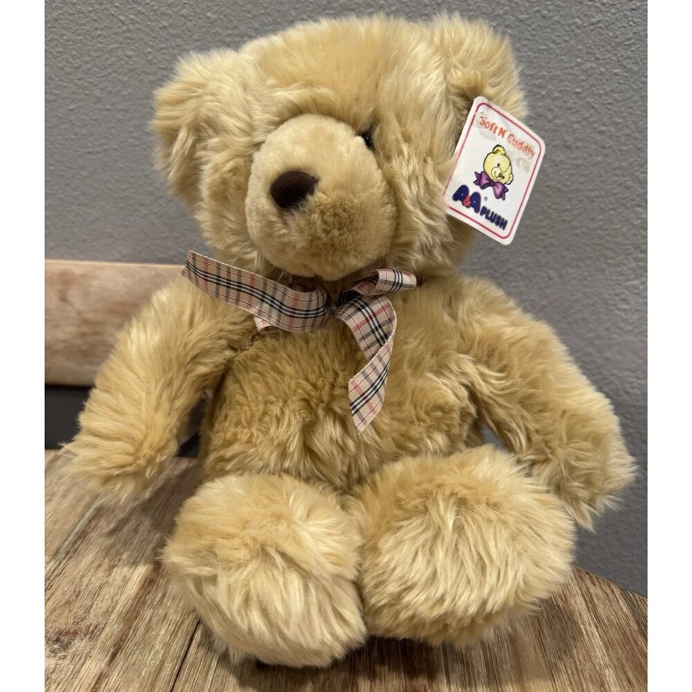 Rare Vintage Light Brown Teddy Bear AA Plush Inc 18" Soft Collectible 2000 NEW